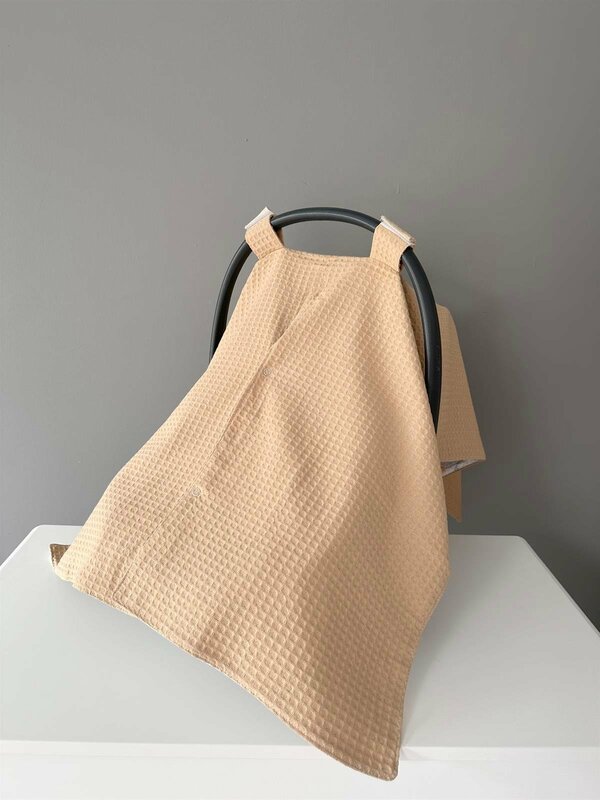Handmade Cotton Brown Pique Fabric Mountain Pattern Stroller Cover