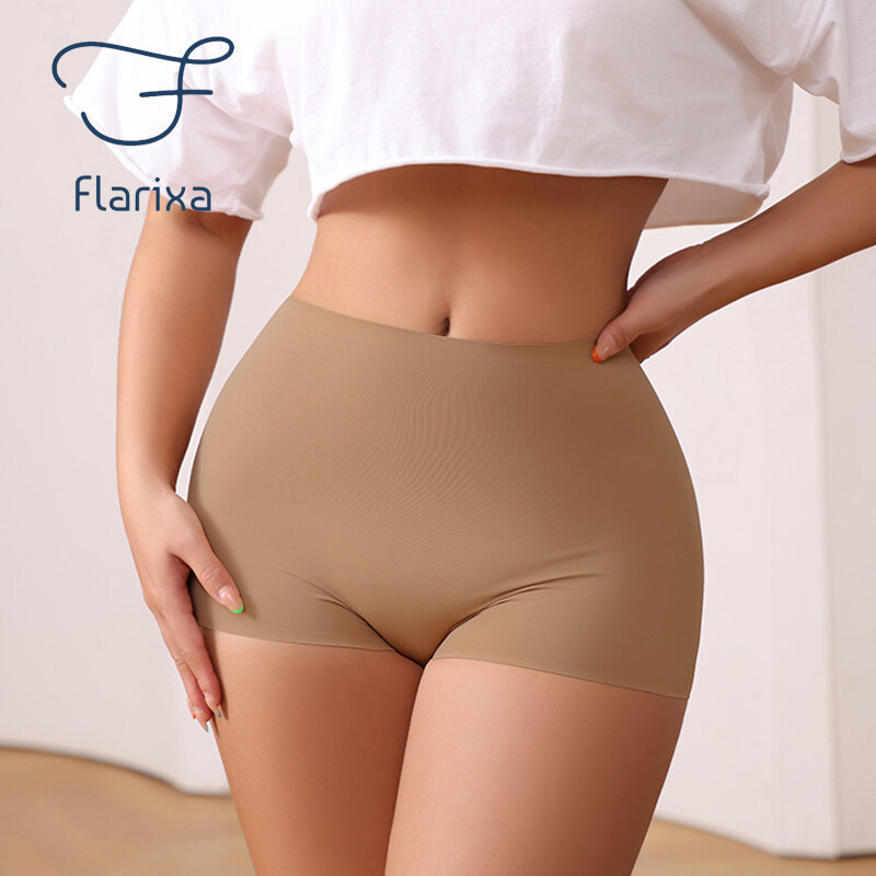 Flarixa Seamless Safety Shorts Skirt Shorts Ice Silk Safety Pants Women's Mid Waist Breathable Boxer Briefs Breathable Knickers