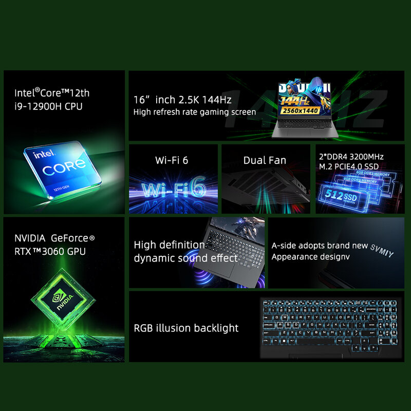 【Super Deal�� Gaming Laptop 16 "Ips Fhd Display Intel Core I9 12900H I7-12700H Geforce Rtx 3060 Gddr6 6Gb 64Gb Ddr4 1Tb Ssd