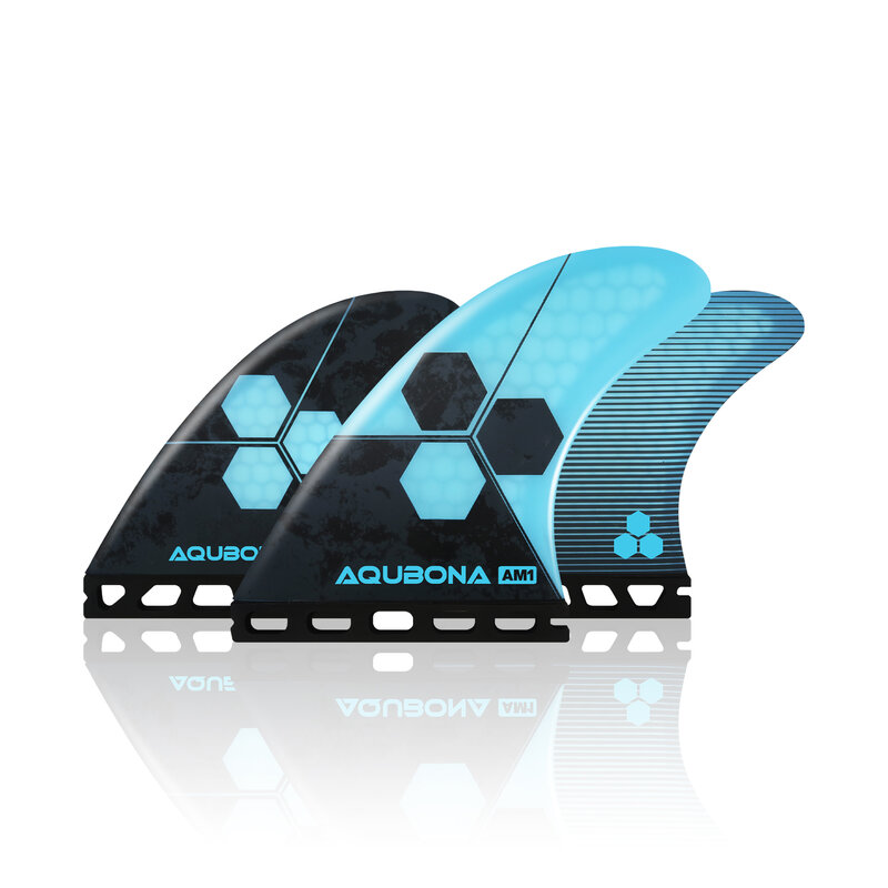AQUBONA Surfboard Thruster Fins ชุดรังผึ้งไฟเบอร์กลาส Performance S/M/L ขนาดใช้งานร่วมกับ Single/Twin Tab