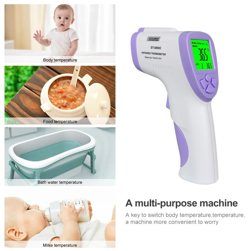 Termómetro Digital infrarrojo sin contacto para la frente, pistola de temperatura láser para adultos y bebés, alarma de fiebre