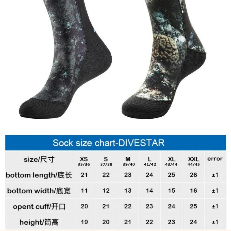 2022 5mm neoprene mergulho meias camuflagem sapatos de água anti deslizamento praia quente wetsuit sapatos snorkel surf nadar meia para homens