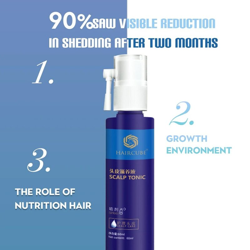HAIRCUBE Hair Growth Spray Scalp Tonic płynna regeneracja włosów Essence utrata włosów zabiegi naturalne włosy zagęścić Serum produkty