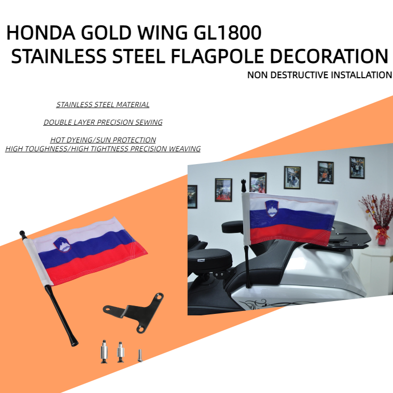 Dla motocykli Honda złote skrzydło GL1800 flaga na motocykl grupa Slovenia maszt flagowy 2018-2024 maszt flagowy Tour-paniczny