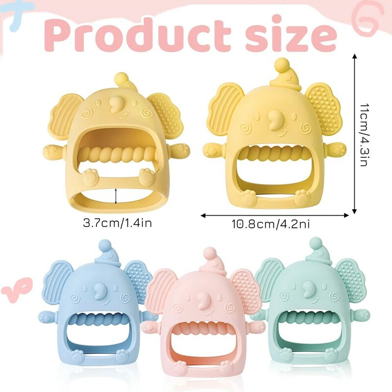 TYRY.HU Baby Silicone Teether Toys Cute Elephant Shape Teether Gum Pain Relief Teether Toys Children Sensory Puzzle Toys