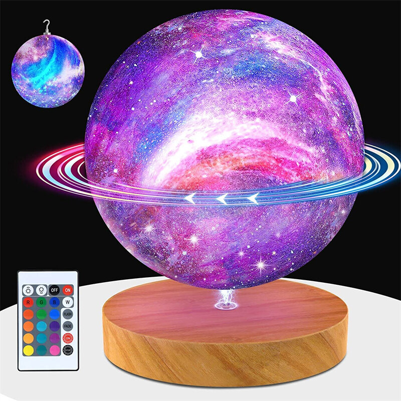 Rotating Moon Light 3D Printing Moon Night Light Remote Touch Rechargeable Ball Table Lamp Bedroom Decor Lighting Birthday Gifts