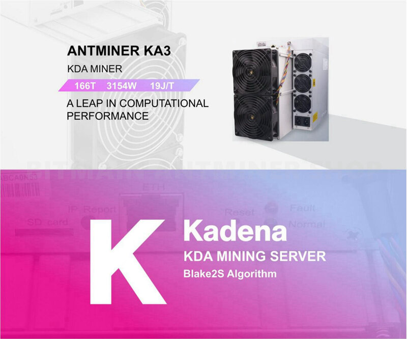 Antminer KA3 Blake2S Algorithm Kadena KDA Master Max 166/177 Th/s Power Supply Indcluded