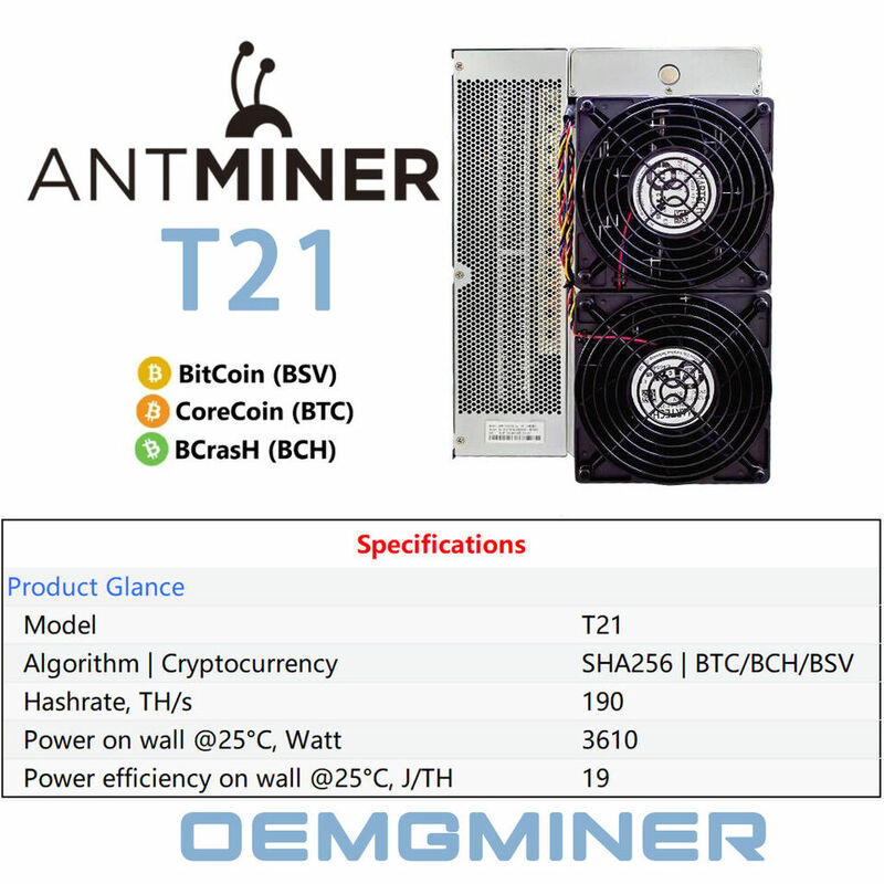 .WHOLESALES Zupełnie nowy wydany Bitcoin Miner BITMAIN ANTMINER T21 190TH