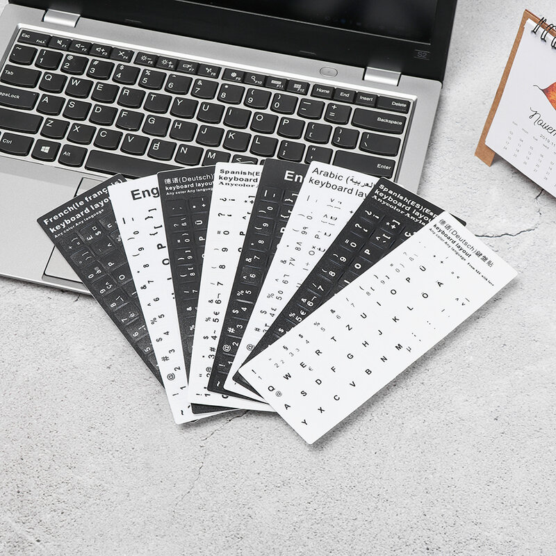 Keyboard Stickers Alfabet Layout Engels Russisch Spaans Deutsch Arabisch Laptop Desktop Tool Slijtvaste Antislip Stickers