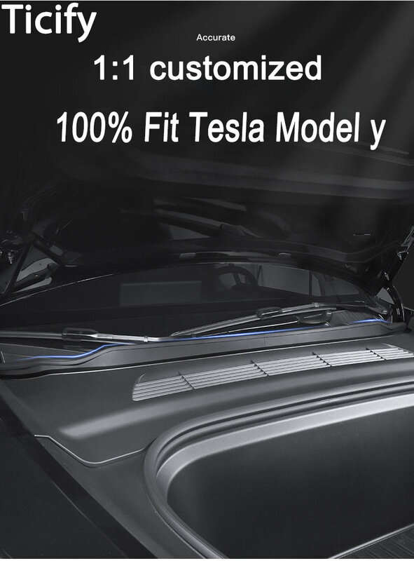 Tronco dianteiro impermeável para Tesla Model 3 Y, água selagem Strip sob o capô, ABS Rubber Protective Rack, Modificação Acessórios
