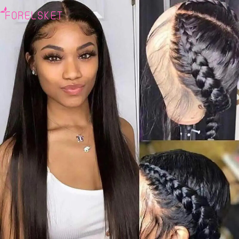 HD Transparent full Lace Frontal Wig 4x4 Lace Closure Wig Straight 13x4 Lace Front Human Hair Wigs For Black Women 30 32 Inches