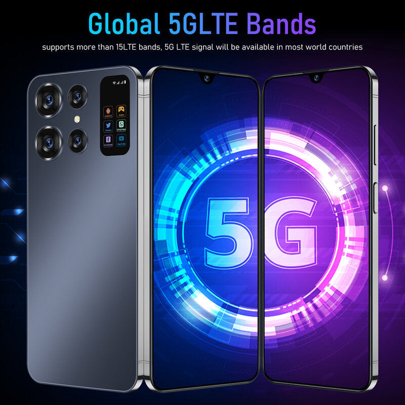 هاتف ذكي S26 Ultra يعمل بنظام أندرويد ، هواتف محمولة غير مقفلة ، هاتف خلوي ثنائي الشريحة ، 48 ميجابكسل + 72 ميجابكسل ، 16 جيجابايت + 1 ميجابكسل ، 4G ، 5G ، أصلي