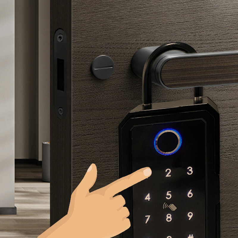 Tuya kotak kunci elektronik cerdas untuk rumah, kotak kunci keamanan luar ruangan, kotak kunci Dinding sidik jari tahan air dengan Gateway Bluetooth untuk rumah