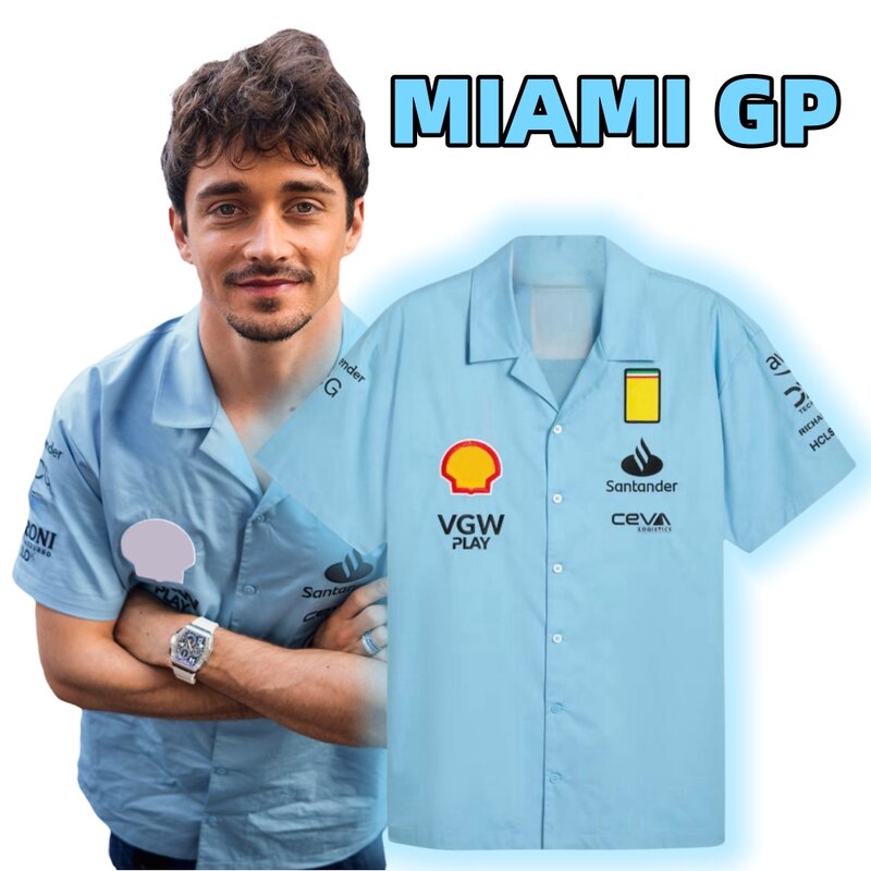 Chemise Charles Leclerc Uniform Team SF 2024 Miami GP Shirt Carlos Sainz T-shirt Fan Supporter Tees