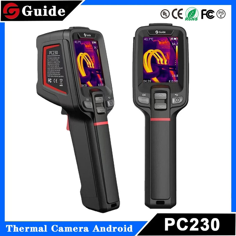 Guia PC230 Câmera Térmica, Auto Foco, Imager Infravermelho, Temperatura Profissional, Vazamento Rastreamento Inspeção