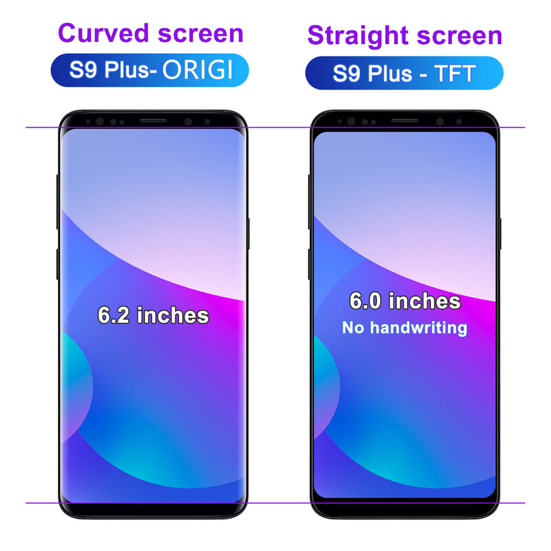 Pantalla táctil TFT probada para Samsung S9 Plus G965 G965F, pantalla LCD con Marco, reemplazo de pantalla para Galaxy S9 +