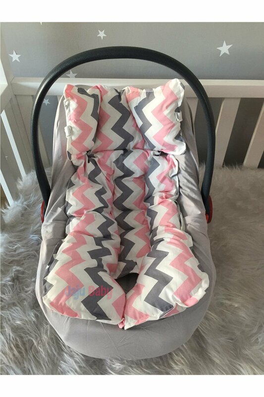 Handmade Pink Zigzag Patterned Car Seat Cushion - Stroller Cushion