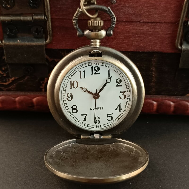 Relógio de bolso de quartzo de bronze do vintage colar corrente fob relógio de amizade presentes para homens feminino reloj de bolsillo