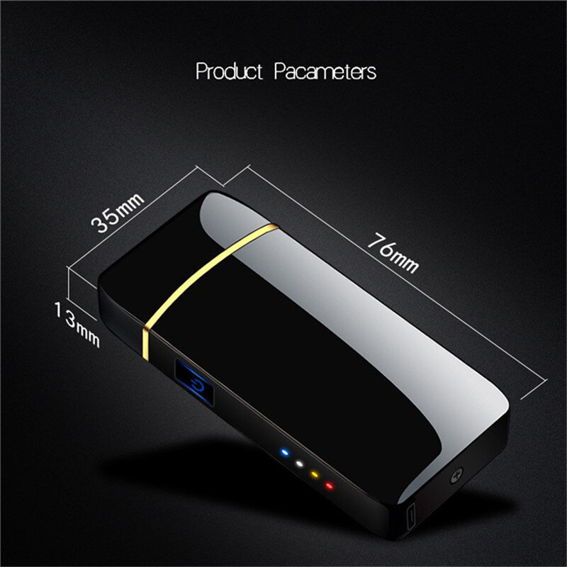 Hot ไฟฟ้า Windproof โลหะไฟแช็กคู่ Arc Flameless พลาสม่า USB ไฟแช็กจอแสดงผล LED Touch Sensor ไฟแช็ก