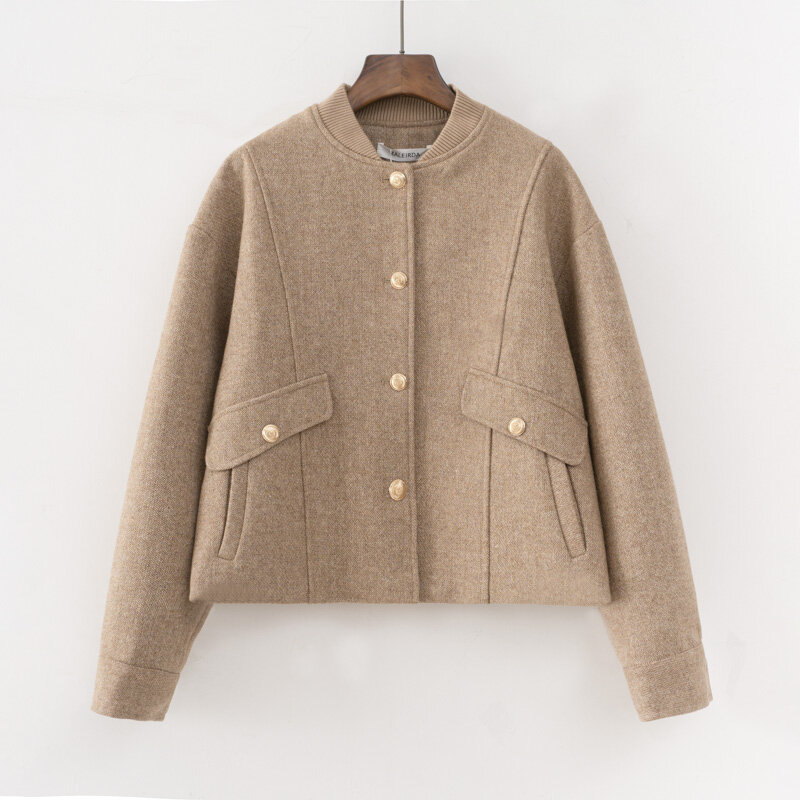 2024 jesień/jesień nowa damska moda Basic wełna krótka kurtka krótki płaszcz