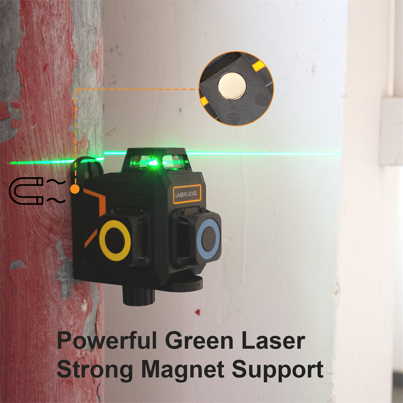 Testador de Nível Laser Super Poderoso Raio Verde, Novo Nível Laser 3D, Linha Cruzada, Auto-Nivelante, 360 Horizontal e Vertical, 100ft, 4000mAh