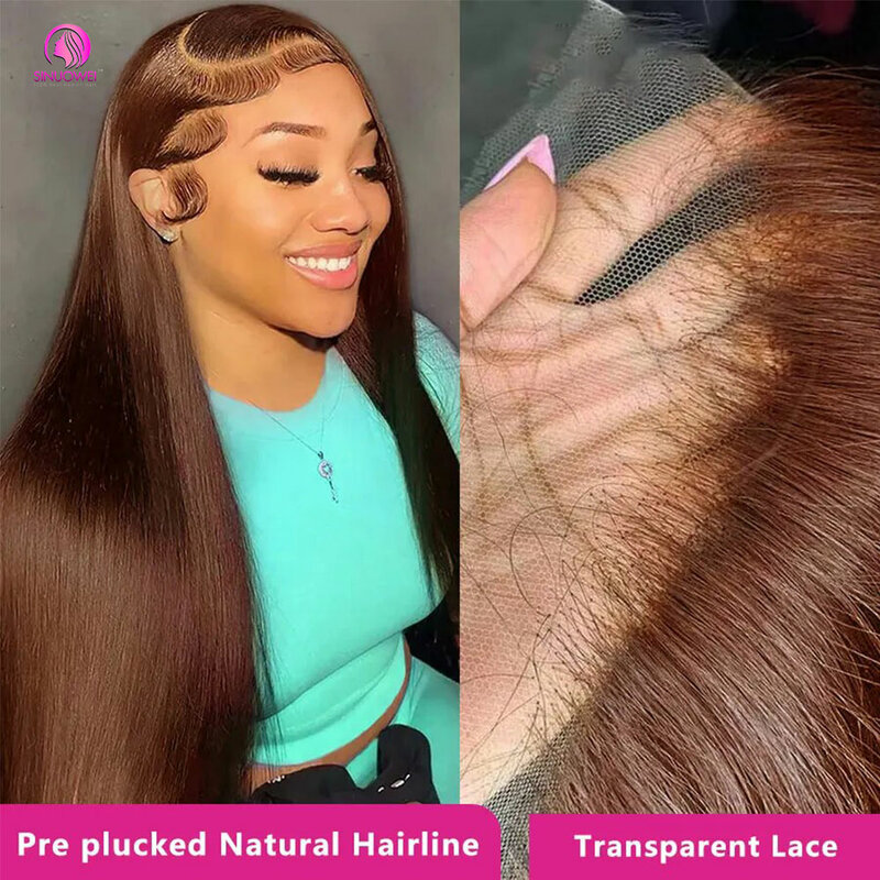 Chocolate Brown Straight Lace Front Wig 13x6 HD Lace Front Human Hair Wigs For Women 30 Inch Highlight Remy Brazilian Hair Wigs