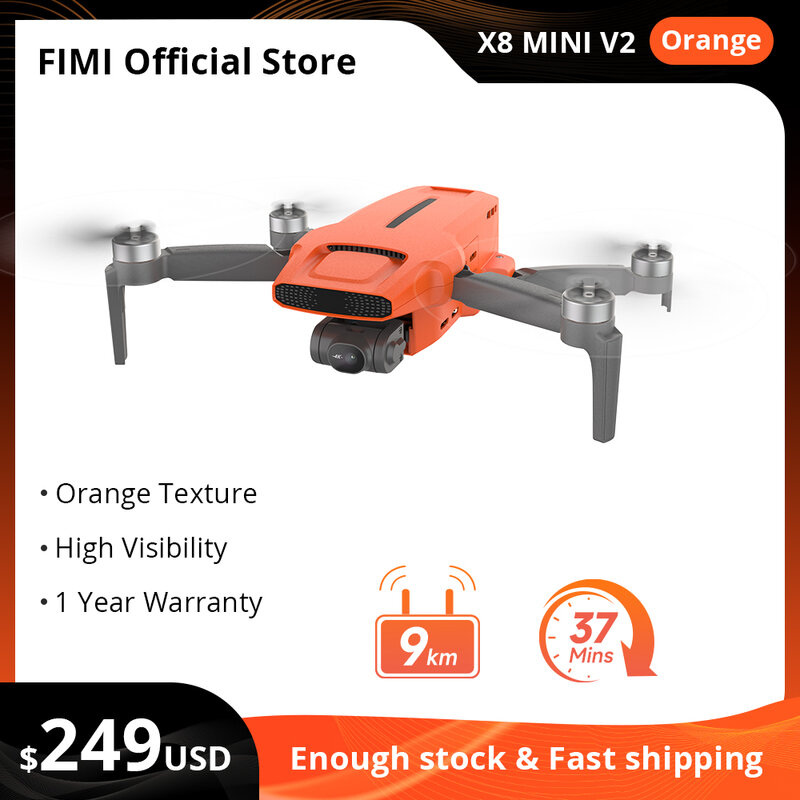 FIMI Drone MINI V2 4k profesional, kamera Gimbal 3 sumbu jangkauan 9km, drone mini pro desain sangat ringan Kelas 250g pelacakan cerdas