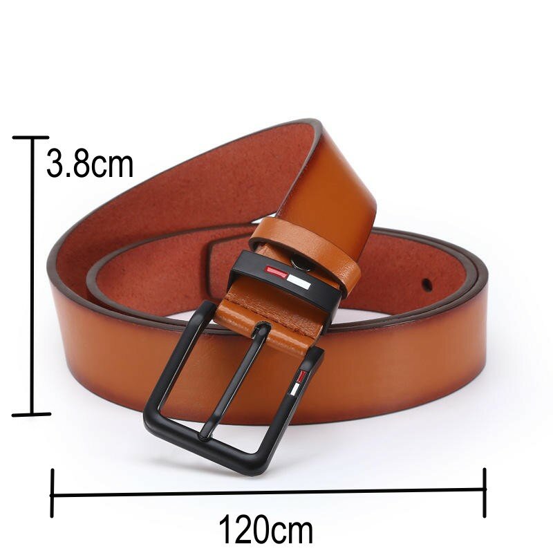 Men's PU Leather Alloy Pin Square Buckle Belt BusinessLeisure Belts 2023 Fashion Black Coffee Brown WaistBelts for Men