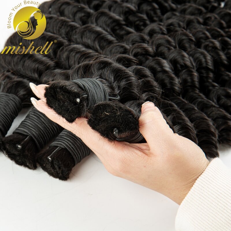 Natural Color Deep Wave 26 28Inches Bulk Human Hair For Braiding No Weft 100% Virgin Hair Curly Extensions For Women Boho Braids