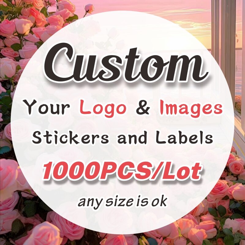 1000PCS Custom Stickers and Customized Logo Wedding Birthday Baptism Stickers Design Your Own Stickers Personalize Stickers