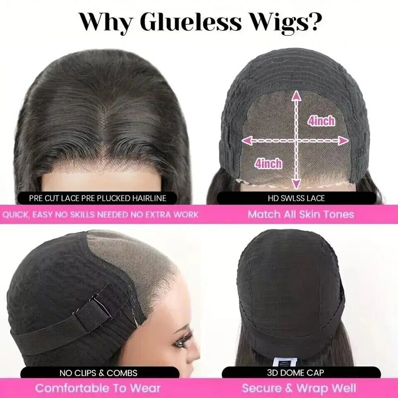 Wig tanpa lem gelombang dalam memakai 13x4 Wig rambut manusia Wig depan renda preplock Wig renda HD depan untuk wanita siap untuk pergi