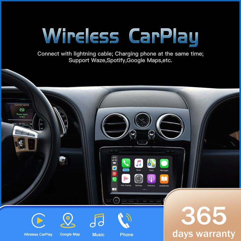 Actualización inalámbrica de Apple Carplay para Bentley Continental Flying Spur 2012-2017, módulo de espejo automático Android, caja decodificadora de reproducción de coche