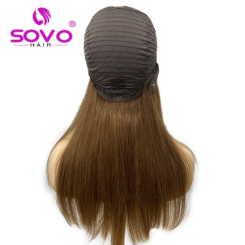 SOVO-Loiro Natural U Shape Lace Wigs para Mulheres, Cabelo Humano, U Part, 28 ", 180 Densidade, 613, Cabelo Humano