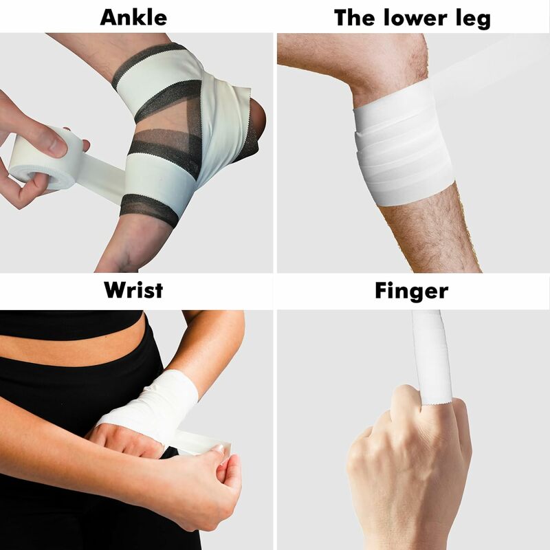 10 Pack 13.7M Cotton Athletic Tape Training Finger Wrist Knee Joints Support Tape Easy Tear for Bats,Tennis,Gymnastics & Boxing