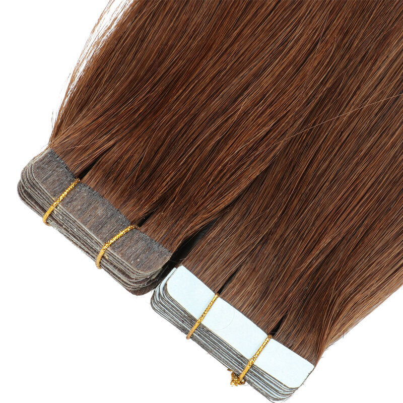 女性のための人間の髪の毛のエクステンション,ストレートヘアの形をしたエクステンション,自然なエクステンション,100%,美的な髪の接着剤,#4