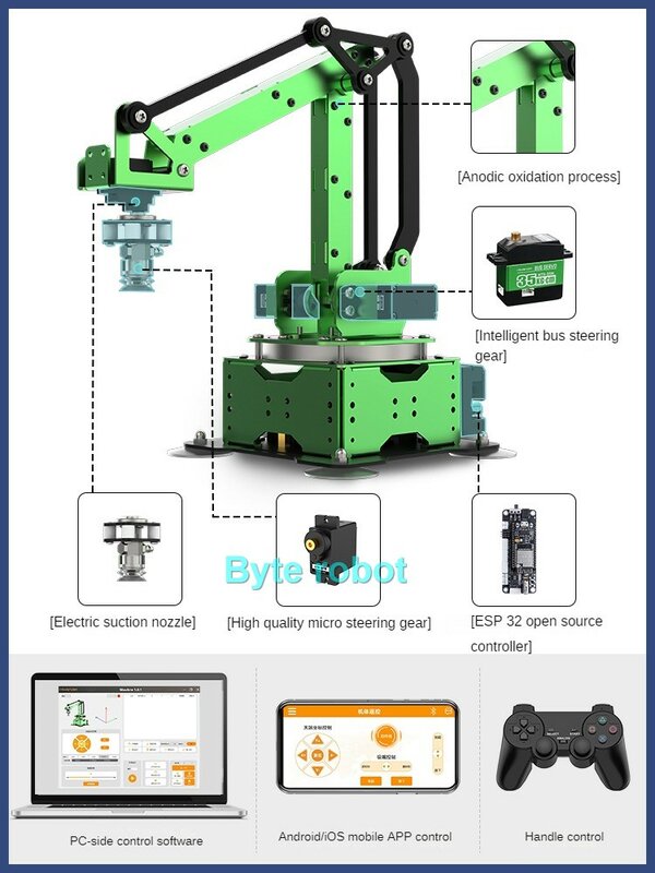 MaxArm 5 Axis Robot Arm Open Source Inverse Kinematics Robotics Manipulator for Arduino and AI Python ESP32 Programmable Robot