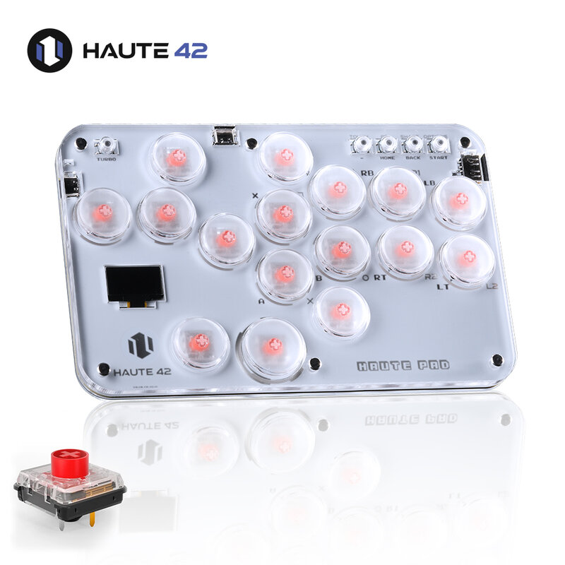 Haute42 kontroler Hitbox Arcade, stik kontroler PC Joystick Hitbox Keyboard untuk Ps4 / Switch/Steam Arcade Fighting PC