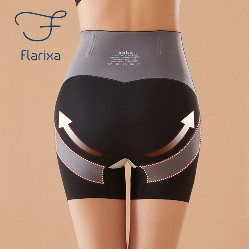 Трусы Flarixa бесшовные для коррекции талии, тренировочные боксеры с завышенной талией для похудения, нижнее белье для похудения живота, защитные штаны