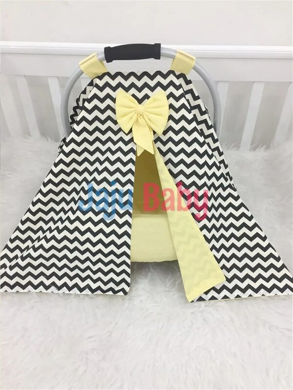 Handmade Black Zigzag and Yellow Combination Stroller Cover and Inner Cover