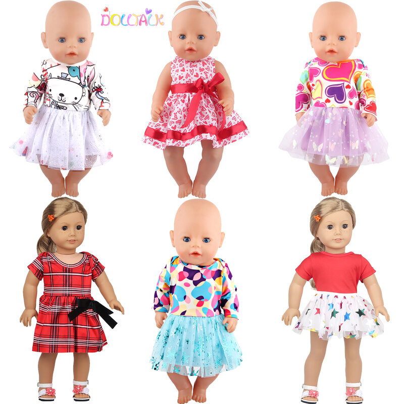 Nowa słodka sukienka dla 43cm Baby noworodki lalka ubrania dla kota spódnica dla amerykańskiej 18 Cal dziewczyna, nasze pokolenie, DIY, lalka festiwal