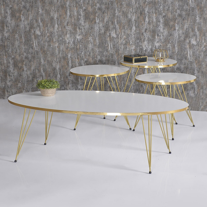 4 Pieces Modern Luxury Nesting Table Coffee Table Set Scandinavian Style 1. Quality Design Tea Coffee Service Table Ellipse