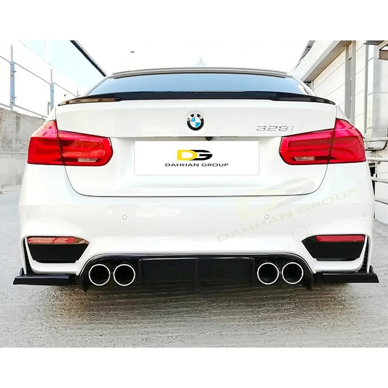 B.M.W 3 Series 2012 - 2018 F30 Vorsteiner Style Rear Diffuser Spoiler Wing and Rear Side Flaps Plastic Piano Gloss Black M3 Kit