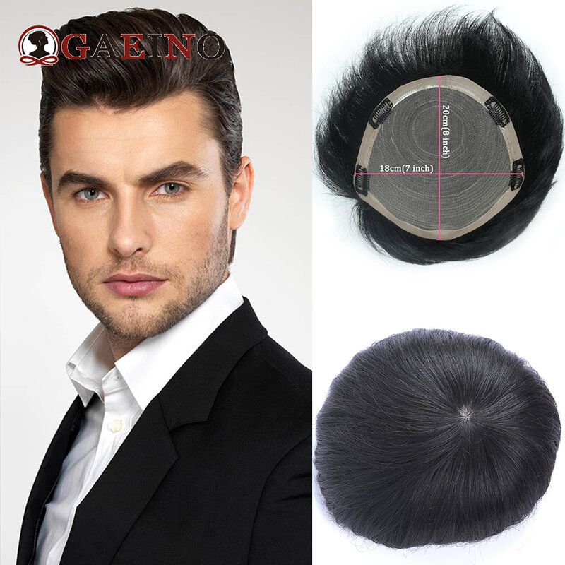 Tupé de cabello humano para hombres, sistema de reemplazo, tocados, peluca de cabello Natural denstio