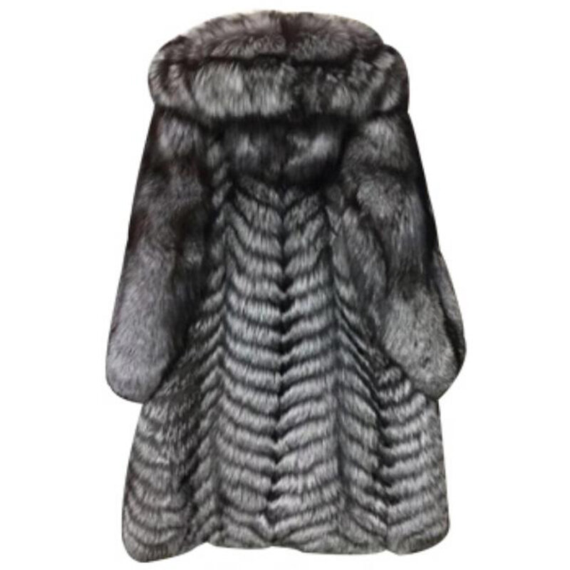 Роскошное Мужское пальто Denny & Dora из лисьего меха, импортный дизайн с лацканами из меха финской лисы серого цвета