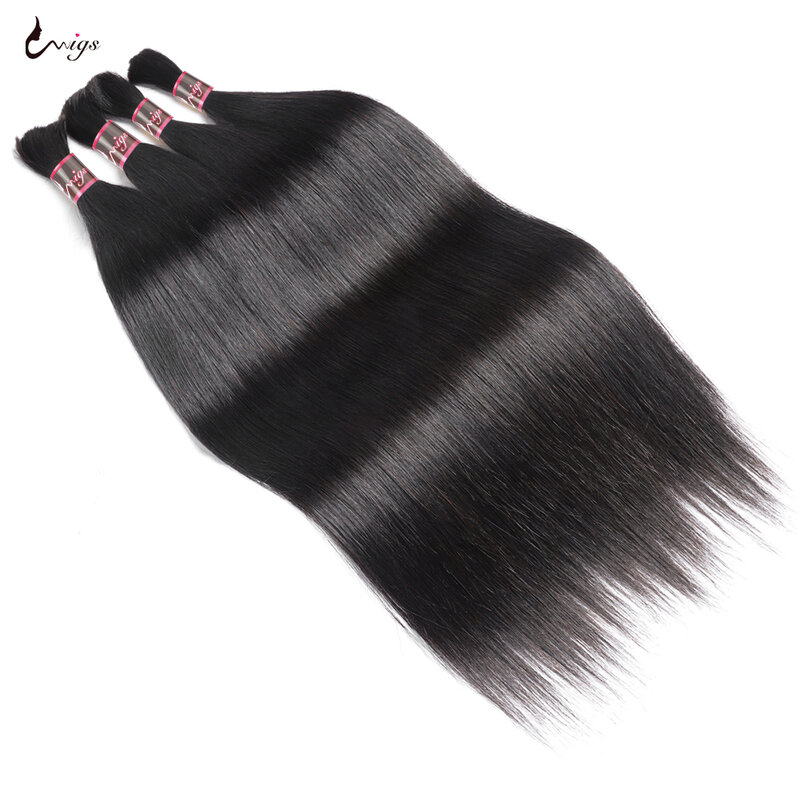 Bulk Human Hair Straight Bulk For Braiding Brazilian Remy Hair Weaving 100% Unprocessed No Weft Human Hair Extensions 100g/pc