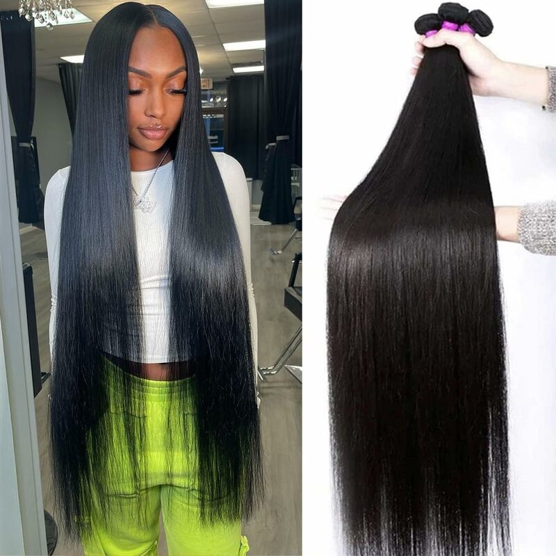 Straight Human Hair Bundles 24 26 28 Inch 100% Unprocessed Remy Hair Bundles Weave 3 Bundles Raw Hair Extension Double Weft Hair