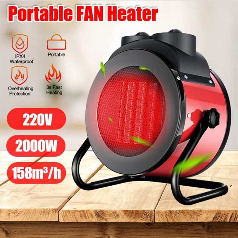 Mini Home Fan Heater 2000W Portable Space Heater PTC Fast Heating Handy Air Warmer for Office Bedroom