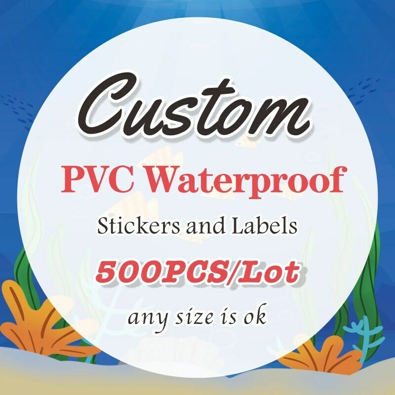 500 шт., водонепроницаемые наклейки из ПВХ с логотипом на заказ