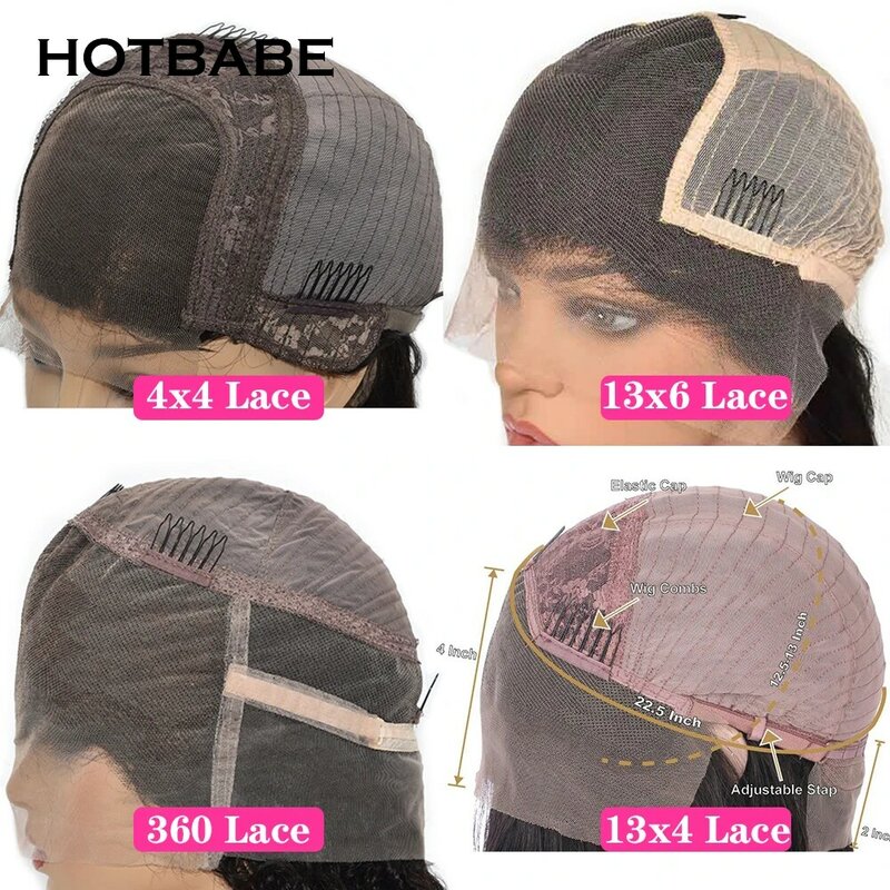 HOTBABE-Peluca de cabello humano liso sin pegamento, postizo de encaje Frontal con flequillo, densidad de 350, 13x6, HD, predesplumada, 360