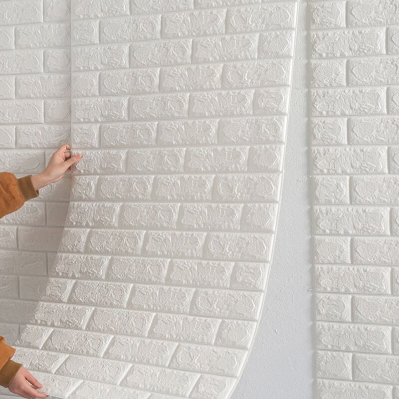 Pegatina de pared con patrón de ladrillo 3D, Panel autoadhesivo impermeable, papel tapiz para sala de estar, decoración del hogar, 70cm x 1m